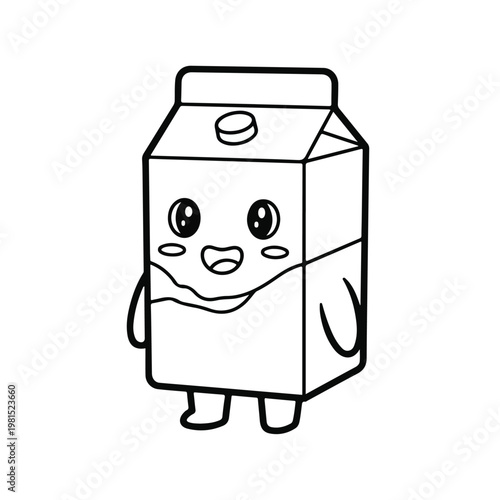 Cartoon Milk Carton Character with Face and Arms