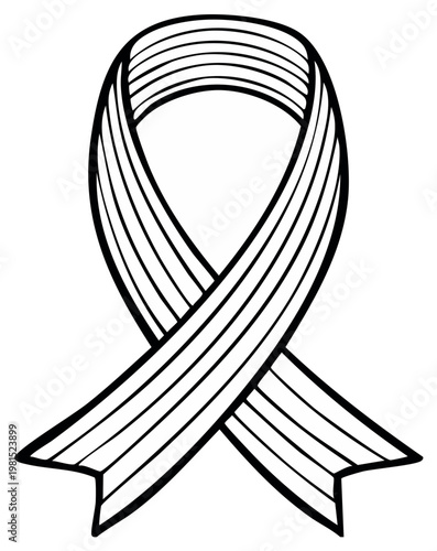 Awareness ribbon symbol of hope and support against disease outline