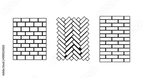 Brick Patterns Collection: Stretcher Bond, Herringbone, and Soldier Bond