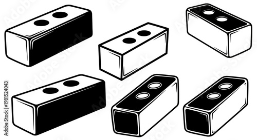 Building Blocks, Construction Elements, Industrial Materials, Retro Style