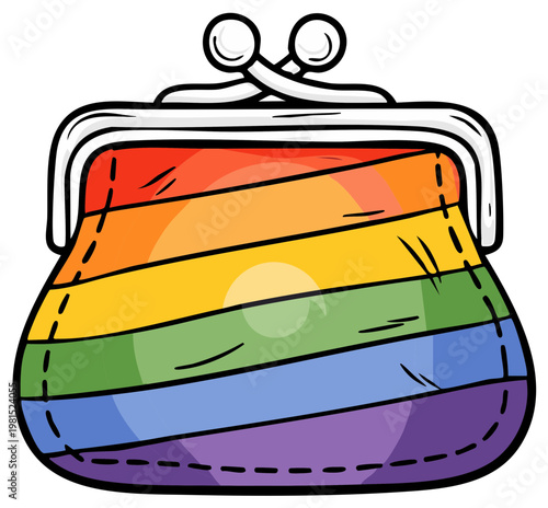 Rainbow Pride Coin Purse with Clasp Closure and Stitched Details