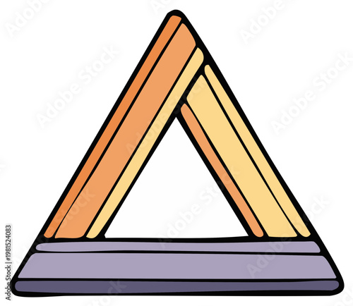 Abstract geometric shape with overlapping triangular elements and clean lines