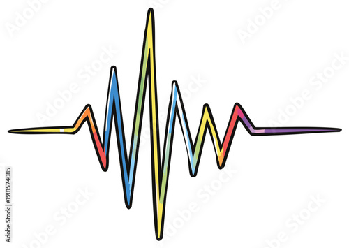 Vibrant Rainbow Cardiogram Pulse Line Showing Health and Energy