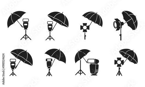 Collection of Photography Studio Lighting Equipment Vector Icons