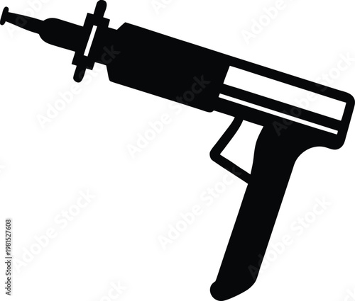 Caulking Gun silhouette vector art illustration and minimal black and white design
