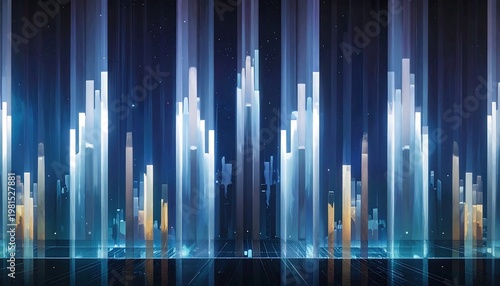 A futuristic cityscape at night with sleek skyscrapers