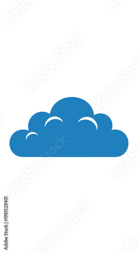 Blue Cloud Icon on White Background - Simple, Modern, Digital Concept