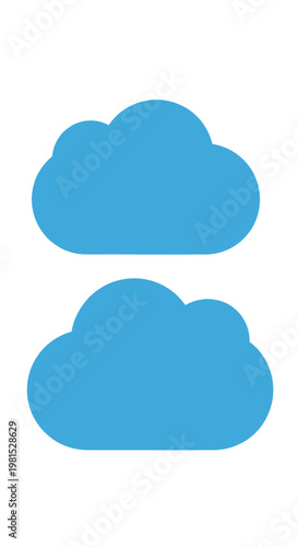 Two Blue Clouds Icon, Simple Flat Design, Weather and Technology Concept