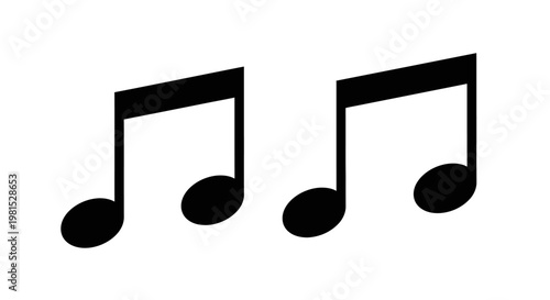 Two Eighth Notes Connected by a Beam, Musical Notation Symbol