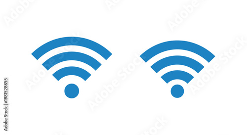 Two Blue Wi-Fi Signal Icons Side by Side on White Background