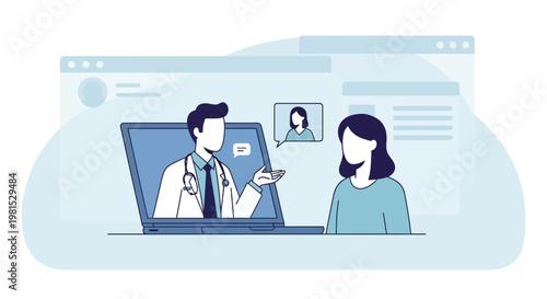 Online Doctor Consultation via Laptop: Doctor and Patient Video Call for Telemedicine