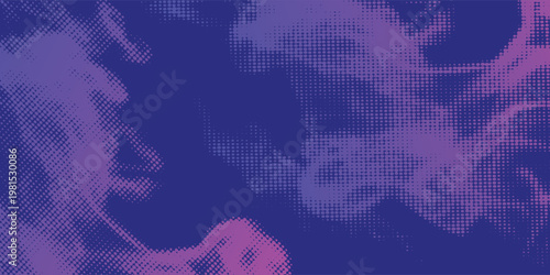 Vector halftone smoke effect. Vibrant abstract background. Retro 80's style colors and textures.