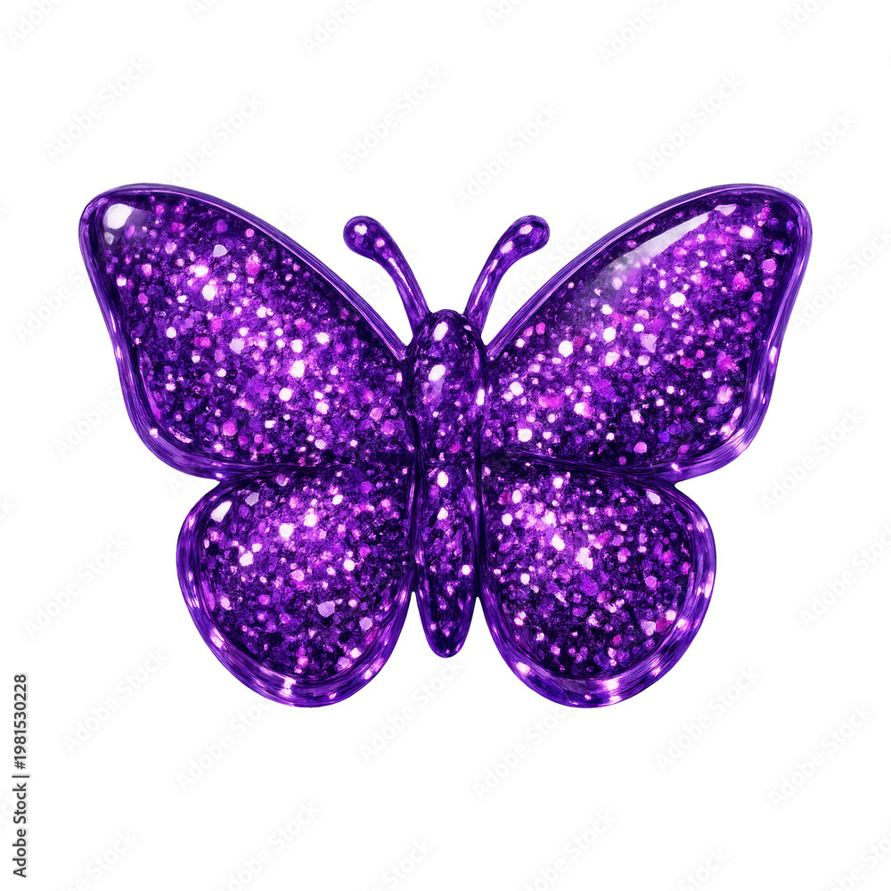 Obraz premium PNG Sparkling purple butterfly design.