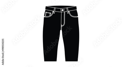 A detailed black silhouette of a pair of classic denim jeans