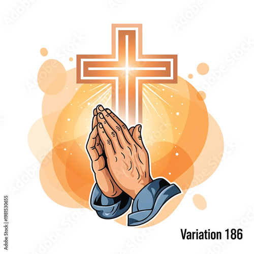 Hands in Prayer with Cross.