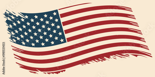 United States national flag on brush stroke background, perfect for celebration banners, invitations, and American culture themed graphic design.