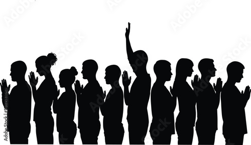 people, silhouette, group, prayer, worship, faith, religion, spiritual, devotion, community, meditation, hope, unity, belief, hands, raised, gratitude, gathering, reflection, support