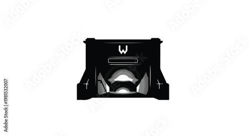 Industrial housing unit features a sturdy metallic structure designed for secure electronic component.