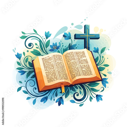 Holy Bible and Christian Cross Symbol 2.