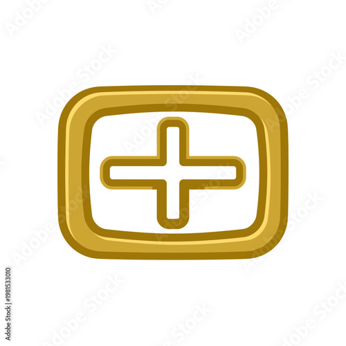 Shiny Gold Plus Sign Icon