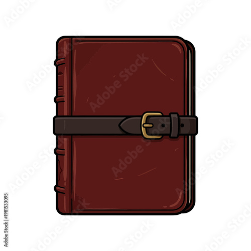 Old Leather Bound Book with Strap and Buckle Vector