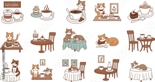 Vector icon set of minimalist dog care elements featuring diverse canine characters pet food bowls toys and dog house for pet brandingVector icon set of minimalist dog care elements featuring diverse 