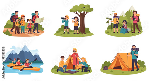 Family Camping Adventure: Hiking, Kayaking, and Tent Setup in Scenic Nature