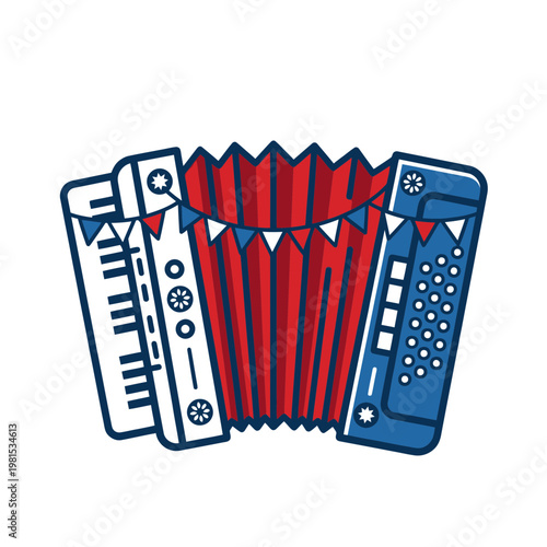 Festive Accordion with Bunting Illustration