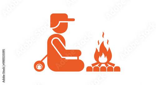 Man sitting by campfire.