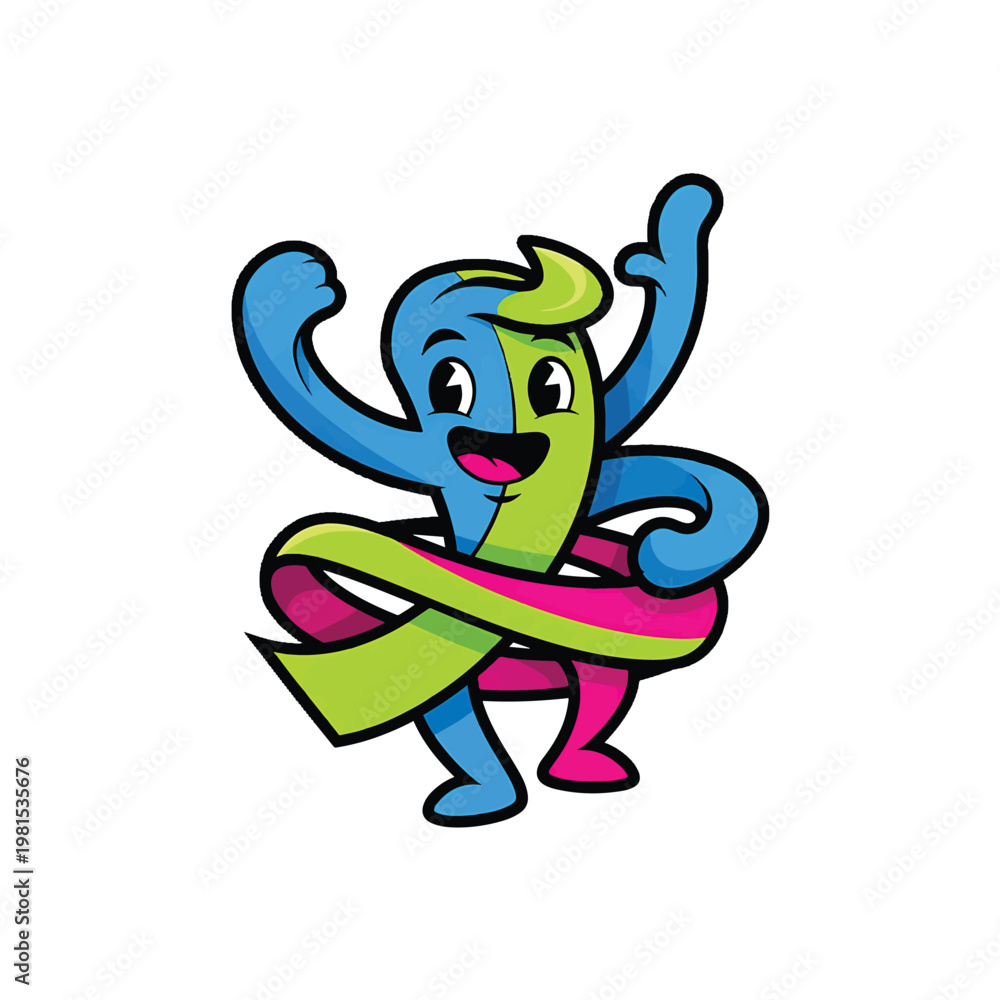 Obraz premium Colorful dancing ribbon character