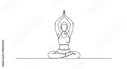 Minimalist Line Art Yoga Pose: Woman Meditating in Lotus Position