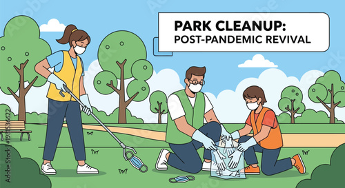 Volunteers Cleaning Park After Pandemic Revival Efforts.
