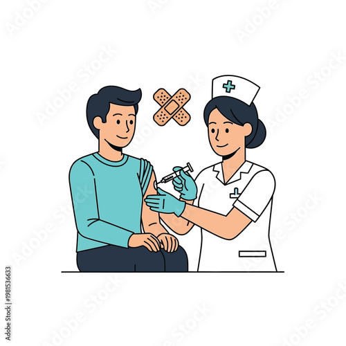 Nurse administering vaccine injection to a patient.