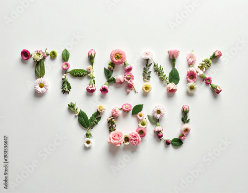 Love Word Made of Flowers, Romantic Floral Typography Minimal Background