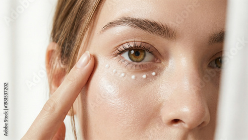 Hydrating Eye Cream Skincare Macro Close Up of Glowing Skin Beauty Face