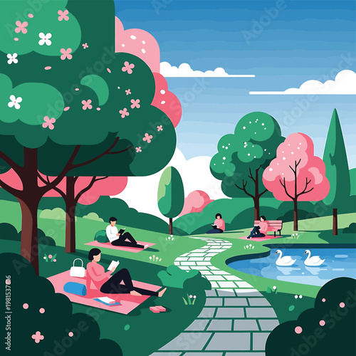 People Relaxing in a Park Setting 5.