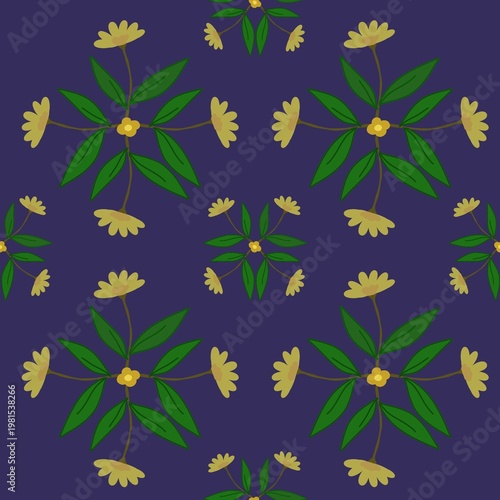 Beautiful seamless floral pattern - Repeat and endless flowers and leaves background - tile flowers