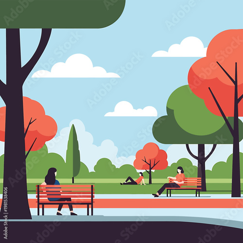 People sitting on a park bench.