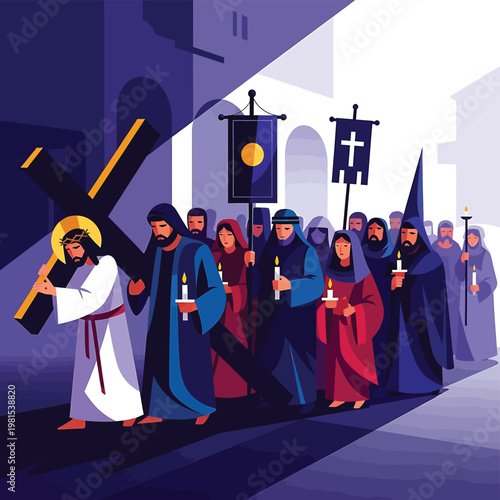 People walking in a procession together.