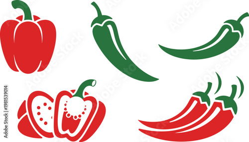 Colorful pepper illustration a vibrant collection of red green and orange bell peppers