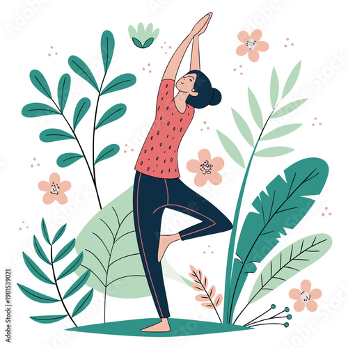 yoga-with-plant-background-isolated-on-pure-white-.eps