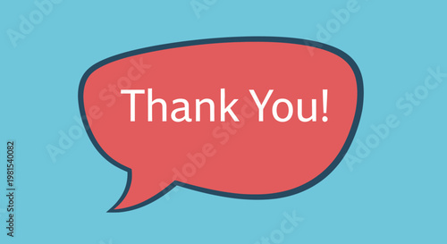 Red Speech Bubble with "Thank You!" Text on Blue Background