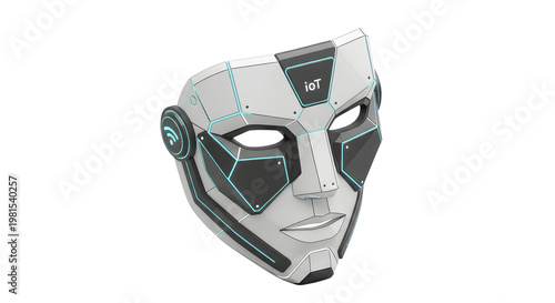 Futuristic Robot Mask with LED Lights and Sci Fi Style for Technology and Innovation Themes
