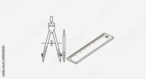 Geometric tools - compass and ruler for precise drawing and measurement.