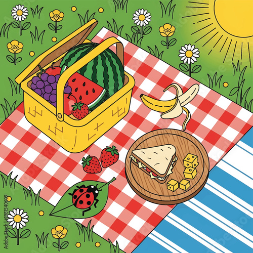 Sandwich on wooden plate picnic.