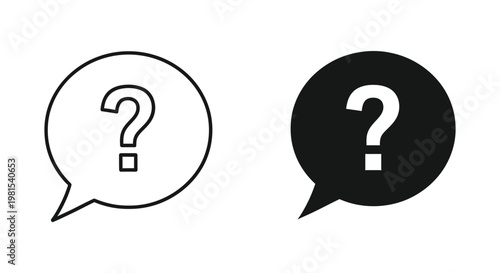 Minimalist question mark icons in speech bubbles for customer support, FAQ sections, and help center communication interfaces