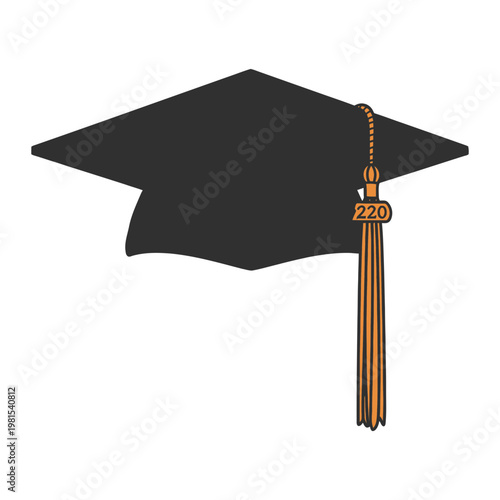 Black graduation cap with golden tassel, academic
