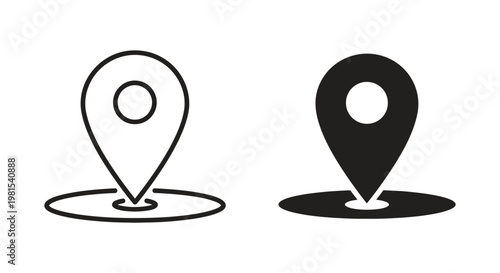 Minimalist Map Pin and Location Marker Icon Set for Navigation and GPS Interface Design