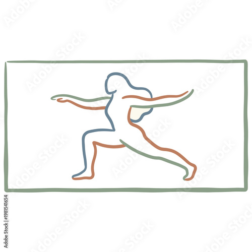 Woman Performing Warrior II Yoga Pose Silhouette.