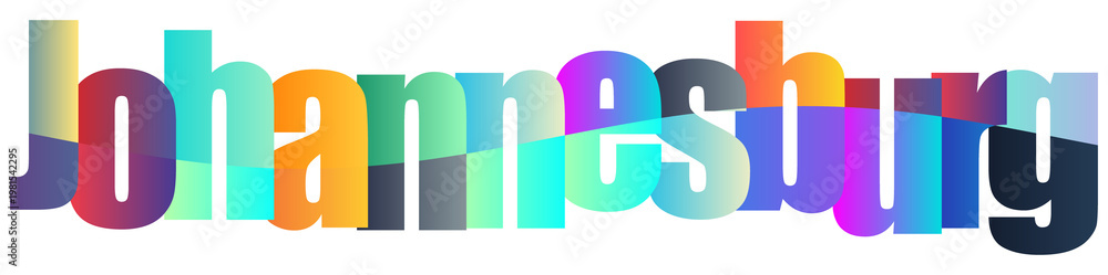 Naklejka premium Colorful 3D Text Design Featuring City Name Johannesburg With Gradient Effects